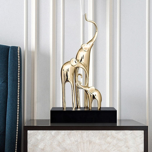 HKM-491411 Elegant Elephant Decorative Craft in Bright Gold, Rose Gold, Silver, and Retro Colors