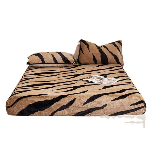 HKM-492307 Winter Milk Fiber Fitted Sheet - Striped & Solid Colors in Multiple Sizes
