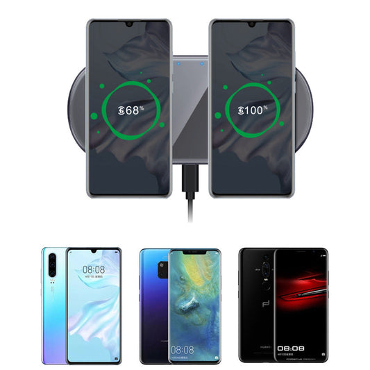 HKM-494163 Dual Wireless Charging Station with Indicator - Compatible with Type-C Devices, Starry Gray and Cool Silver