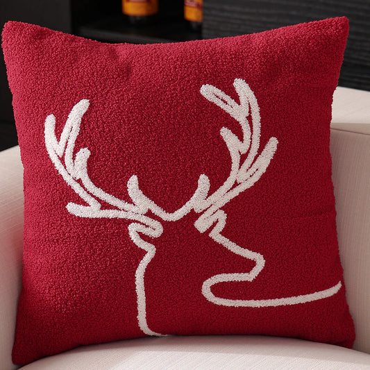 HKM-494227 Christmas Snowflake Embroidery Pillow Cover - 45x45cm Polyester Fiber Cushion Case