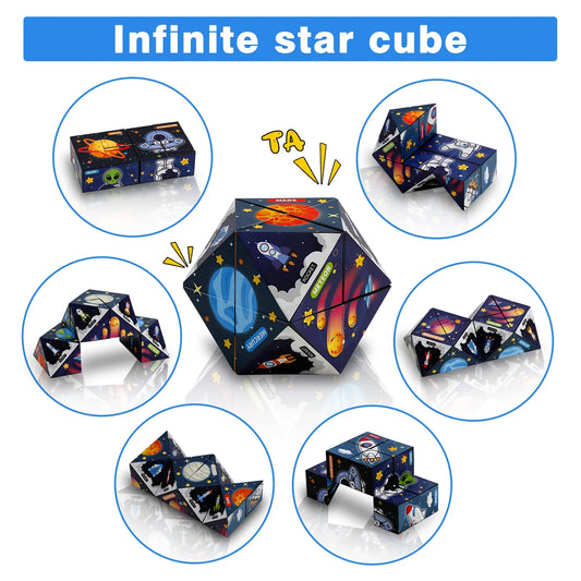HKM-494355 Transforming 3D Magnetic Infinity Cube Puzzle - Stress Relief Fidget Toy