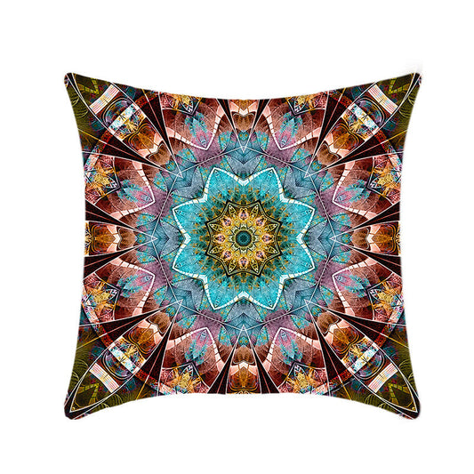 HKM-496211 Retro Ethnic Mandala Pillow Cover - Single-Sided 45x45cm, Various Solid Colors