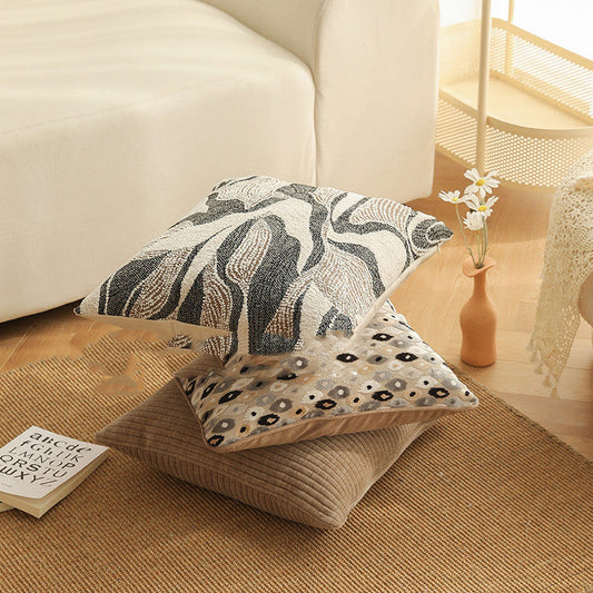 HKM-498195 Nordic Simple Geometric Pattern Pillow Cover - 45x45cm, Polyester with PP Cotton Filler