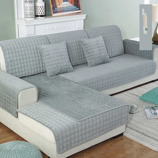 HKM-504211 Plush Sofa Cover in Multiple Colors with Anti-Skid Backing and Quilted Cotton Interlayer