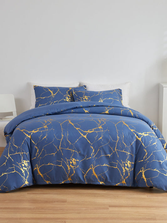 HKM-506131 Solid Color Marbling Quilt Cover Set in Multiple Sizes
