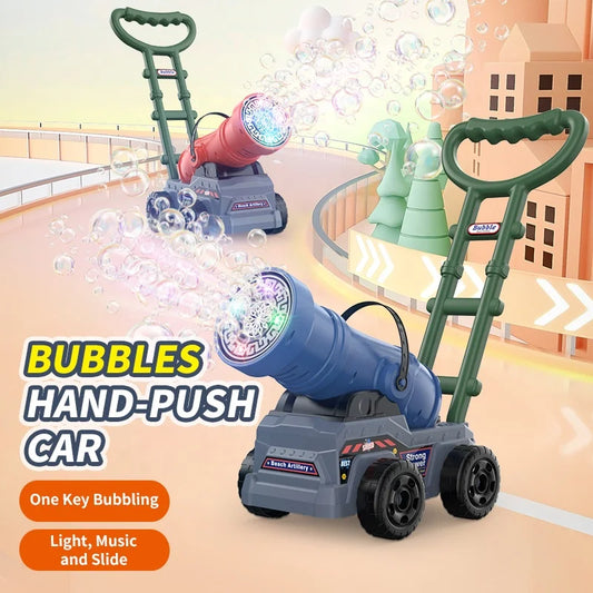 HKM-514131 Automatic Electric Bubble Maker Trolley with Music for Kids Outdoor Play - Summer Soap Water Toy