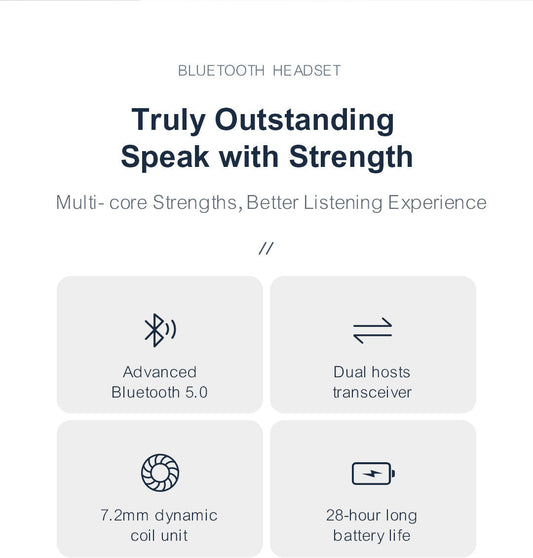 HKM-516243 True Wireless In-Ear Sports Headphones with Bluetooth 5.0, 24-Hour Battery Life, Noise Reduction, and Voice Assistant Functionality