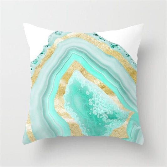 HKM-516307 Mint Green Geometric Abstraction Peach Skin Pillowcase 45x45cm