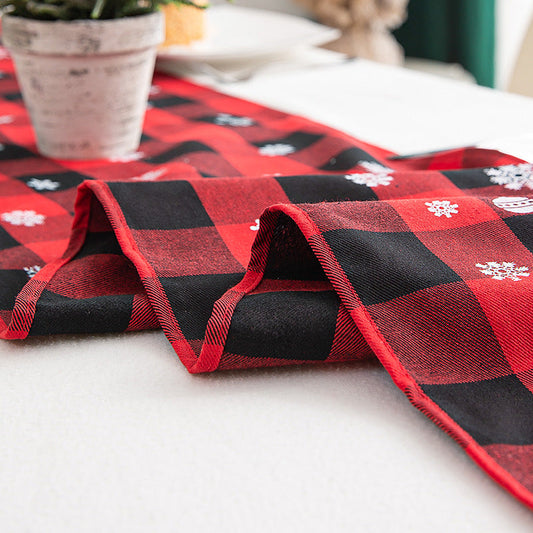 HKM-522259 Tartan Christmas Fabric Flag, 33 x 180 cm, Multi-Colored Festive Decor