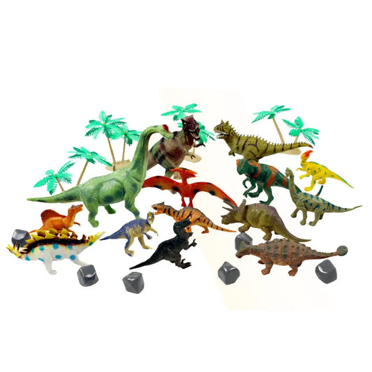 HKM-522579 Miniature Dinosaur Figures Set - 14Pcs Safari & Wild Animal Toys for Kids