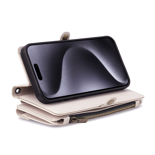 HKM-524179 Hand Rope Large Capacity Anti-Fall Mobile Phone Case for iPhone XR - TPU + PU Material, All-Inclusive Glass Design