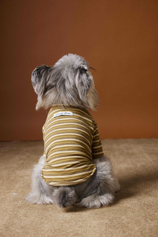 HKM-530003 Skin-Friendly Close-Fitting Dog Undershirt for Maltese & Schnauzer - Dark Blue, Brown, or Red Stripes