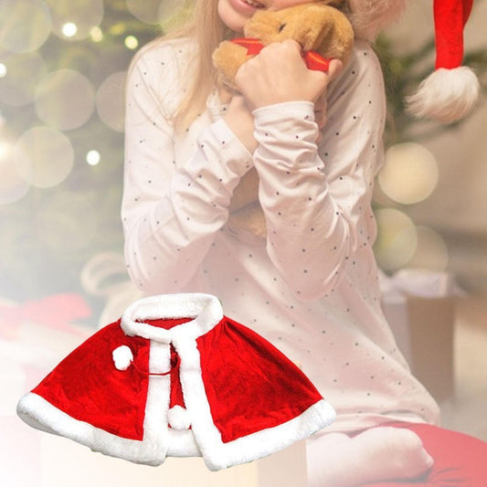 HKM-532115 Red Velvet Cape for Children - Warm Christmas Costume for Role Play and Festivals