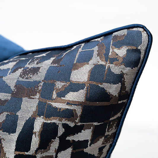 HKM-535251 Modern Minimalist Plaid Pillow Cases in Dark Blue - Available in Various Sizes