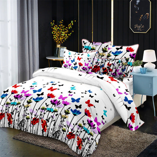 HKM-535763 Aloe Cotton Floral Three-Piece Bedding Set in Multiple Sizes