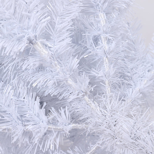 HKM-541331 7.5 Feet White Slender Faux Christmas Tree with Foldable Metal Stand