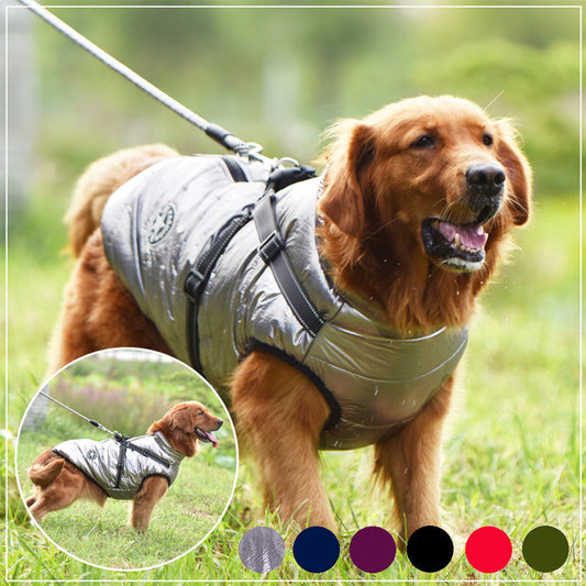 HKM-541715 Waterproof Winter Dog Coat with Harness for Large Breeds and Small Dogs