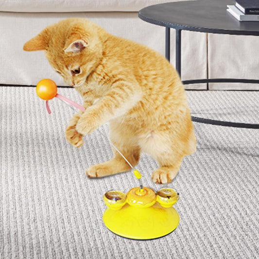 HKM-543827 Interactive Cat Teaser Wand with Suction Cup and Colorful Light, Engaging Spring Toy for Cats