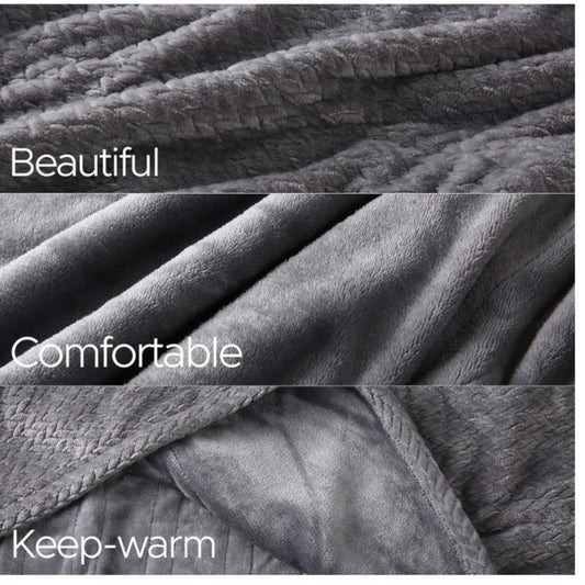 HKM-546643 Double Adjustable Electric Blanket with Hot Compress – Multiple Sizes Available in Light Gray