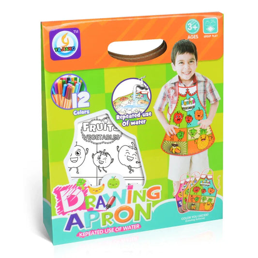 HKM-547603 Reusable Drawing Apron for Kids with 12 Color Pens - Perfect for Early Childhood Art Activities