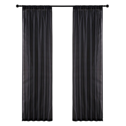 HKM-549651 Cotton and Linen Black Vertical Curtain for Modern Spaces, 150x250 cm