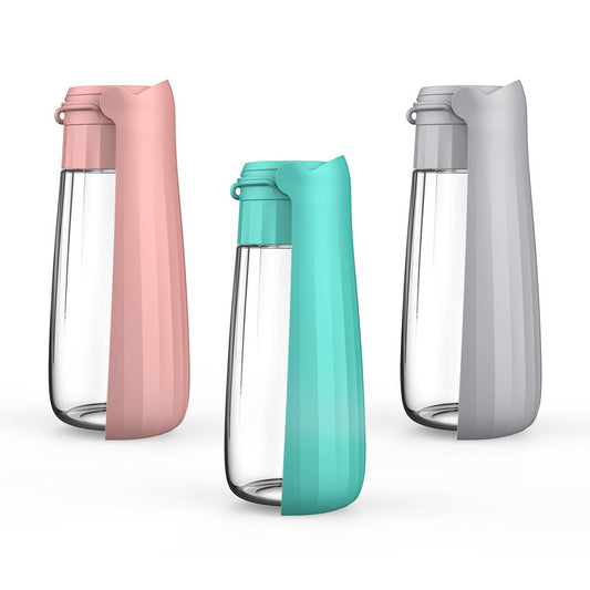 HKM-553427 Portable Folding Dog Water Bottle 550ml for Medium to Large Dogs, Food-Grade Plastic, Various Colors