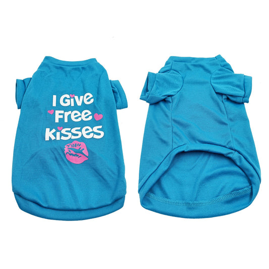 HKM-556115 Casual Cotton Dog T-Shirt in Blue, Black, Red, Purple, Rose, and Pink - Sizes XS to L
