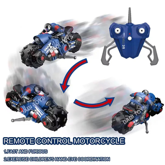 HKM-557267 Remote Control Drift Motorcycle, 1/10 Scale Electric Stunt Bike with 360° Rotation for Kids