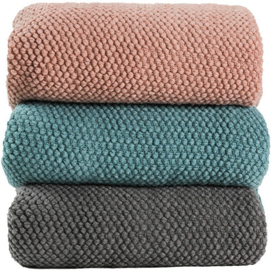 HKM-557331 Knitted Solid Color Blanket - Warm Air Conditioning Blanket for Sofa and Bed 180x200cm