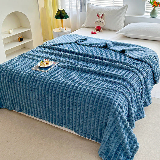 HKM-560147 Mixed Color Striped Angora Plaid Blanket - All Season, Multiple Sizes Available