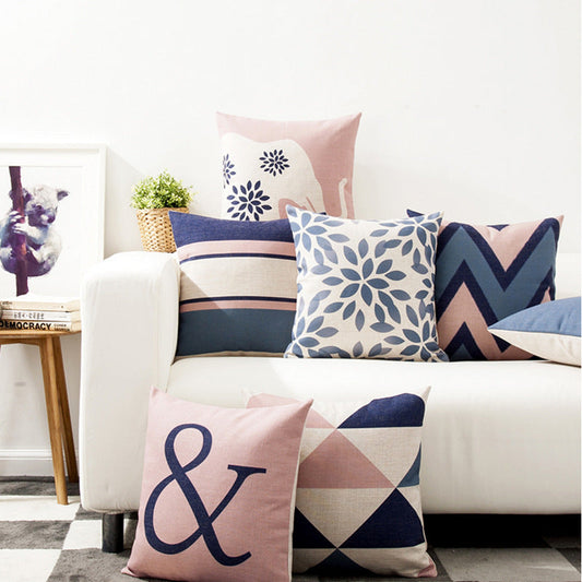 HKM-560531 Nordic Geometry Cotton and Linen Pillowcase - 45x45cm Abstract Design