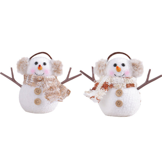 HKM-563219 Luminous Ice Man Ornaments with Colorful Plaid and Striped Scarves for Festive Decor