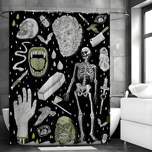 HKM-564307 Waterproof Polyester Shower Curtain - Semi-Sunshade Bathroom Curtain, Various Sizes Available