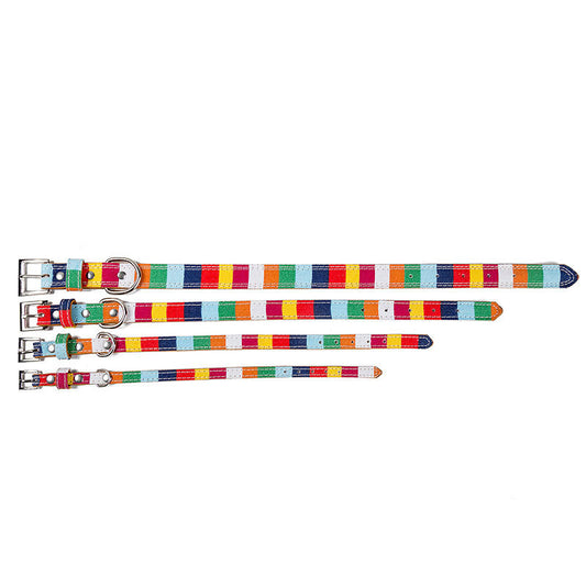 HKM-567059 Colorful PU Leather Dog Collar in Sizes S, M, L - Designer Style for Small to Large Dogs