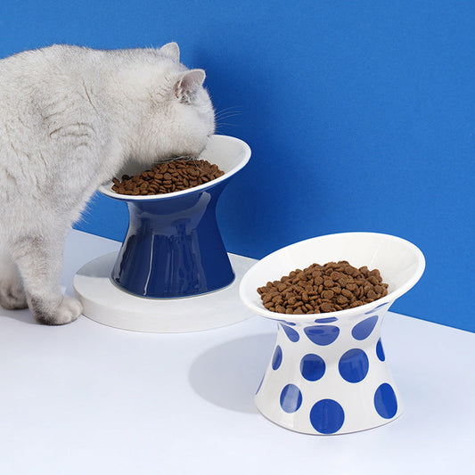 HKM-568723 Ceramic Cat Water Bowl with Highfoot Design, Available in Two Sizes