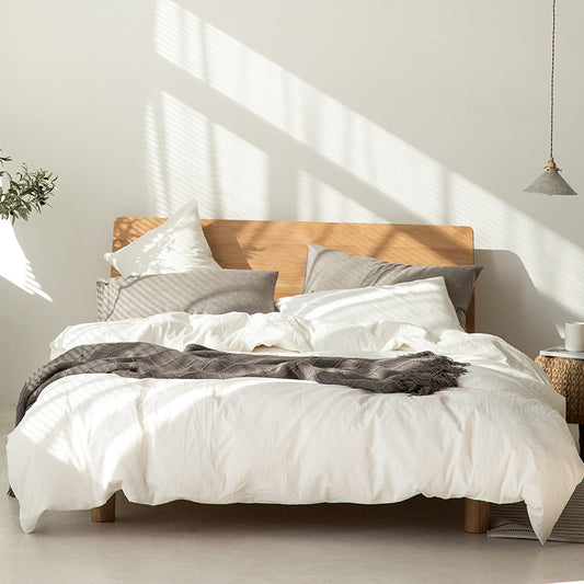 HKM-569683 Pure Cotton Modern Style Duvet Cover and Bed Sheet Set in Solid Colors for Single and Double Beds