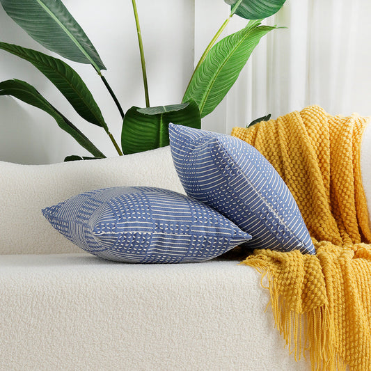 HKM-570579 Geometric Woven Cotton Pillow Cover in Multiple Colors and Sizes