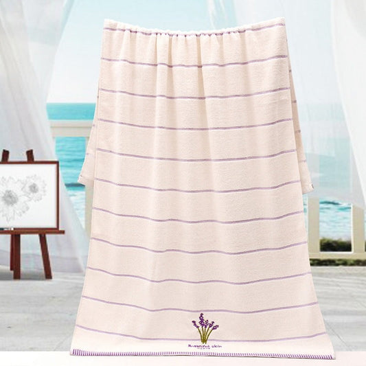 HKM-572243 Lavender Scented Cotton Towel - White and Purple, 34 x 74 cm