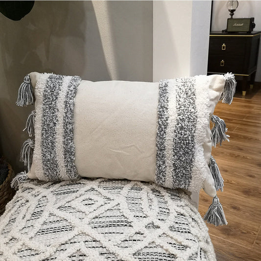 HKM-577491 Moroccan Modern Minimalist Handmade Tassel Pillow Cushion Cover - Available in Multiple Sizes and Designs