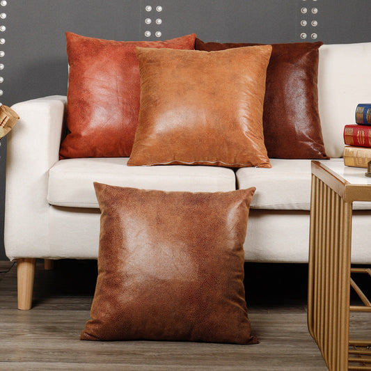 HKM-577555 Retro Suede Throw Pillow Cover with Gilded Geometric Design, 45x45 cm, Available in Multiple Colors