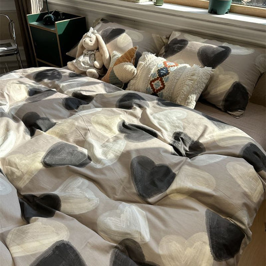 HKM-580883 Washed Cotton Four-Piece Floral Bedding Set in Multiple Sizes