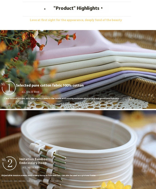 KTX-581395 Creative Handmade Needle and Thread Art Kit with Cotton and Linen Embroidery Fabrics