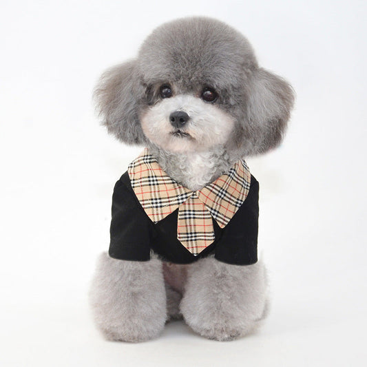 HKM-581523 Summer Lightweight Cotton Dog Polo Shirt - Black and White Choices for Small Dogs