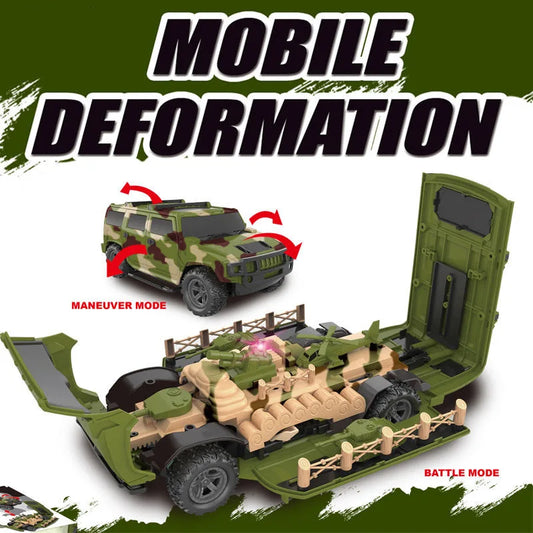 HKM-584595 Remote Control Deformation Military Vehicle Toy for Kids - Indoor and Outdoor Use