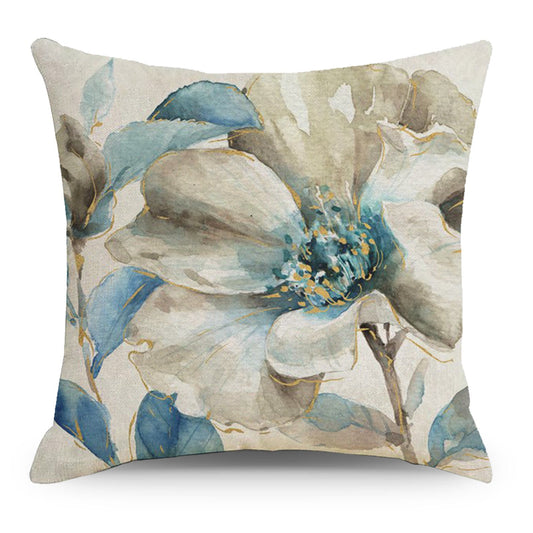 HKM-587283 Ink Floral Design Cotton Linen Pillowcase - 45x45CM
