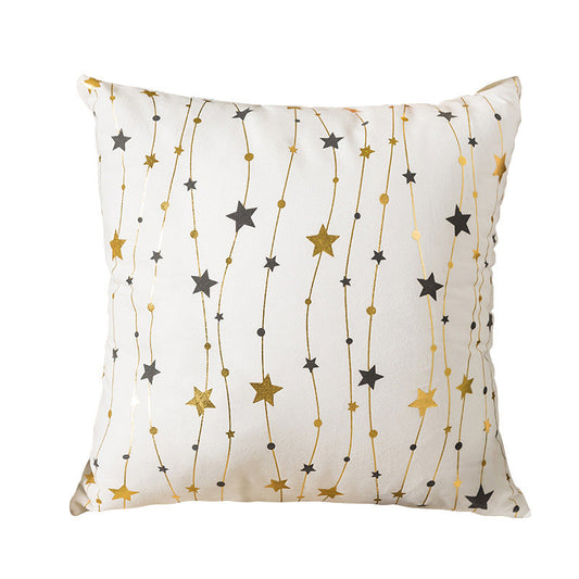HKM-590739 Nordic Christmas Pillow Cover with Gilding Letters, Plush, Modern Simplicity, 45x45cm