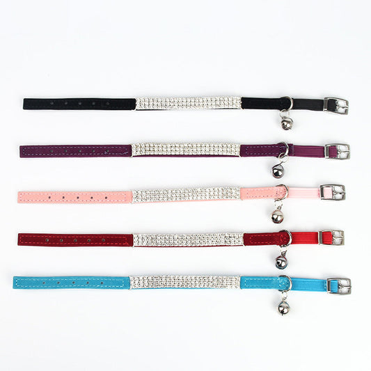 HKM-592787 Rhinestone-Accented Velvet Cat Collar in Multiple Colors, Adjustable from 20 to 30 CM