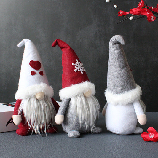 HKM-595987 Faceless Doll Plush Holiday Ornaments - Santa Claus Love, Snowflake, Star Models