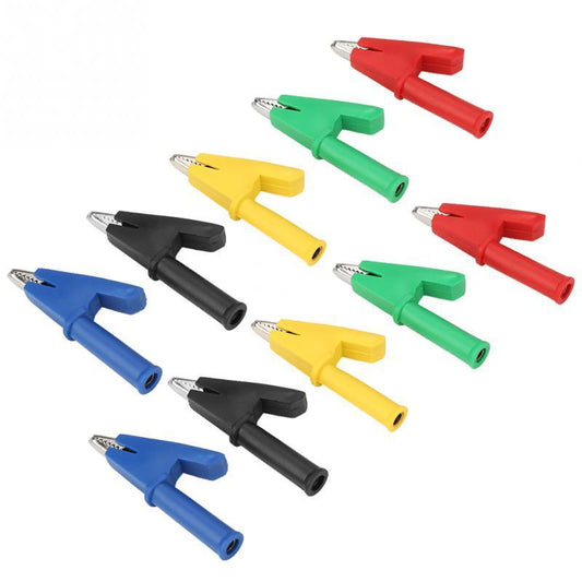 HKM-601171 All Copper 10mm Voltage Test Clamp with Insulated Sleeve, 30A Current, 1000V Rating, Durable Design in 5 Colors