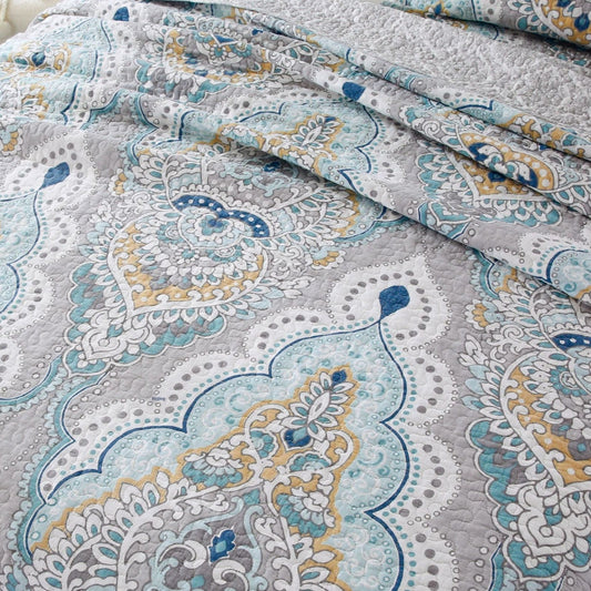 HKM-602131 Geometric Pattern Pure Cotton 3-Piece Bedding Set - Bed Cover, Duvet Cover & Pillowcases